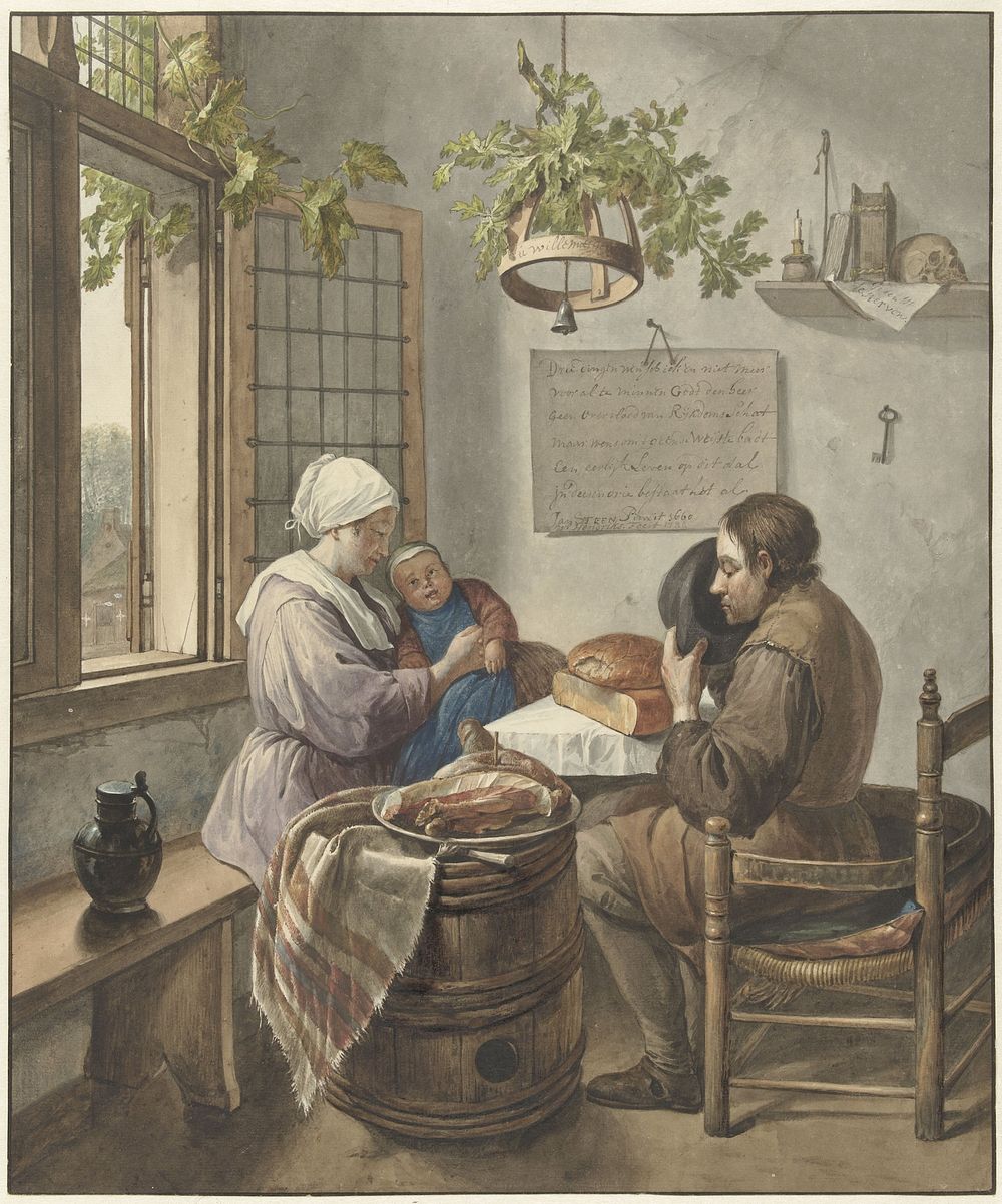 Het gebed voor de maaltijd (1786) by Wybrand Hendriks and Jan Havicksz Steen