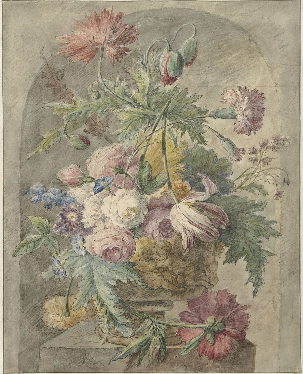 Bloemen in een vaas (1700 - 1800) by anonymous and Jan van Huysum