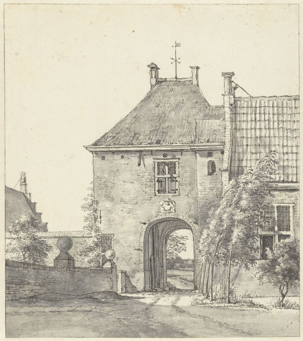De poort van het kasteel Heemstede (1786 - 1850) by Gerrit Lamberts