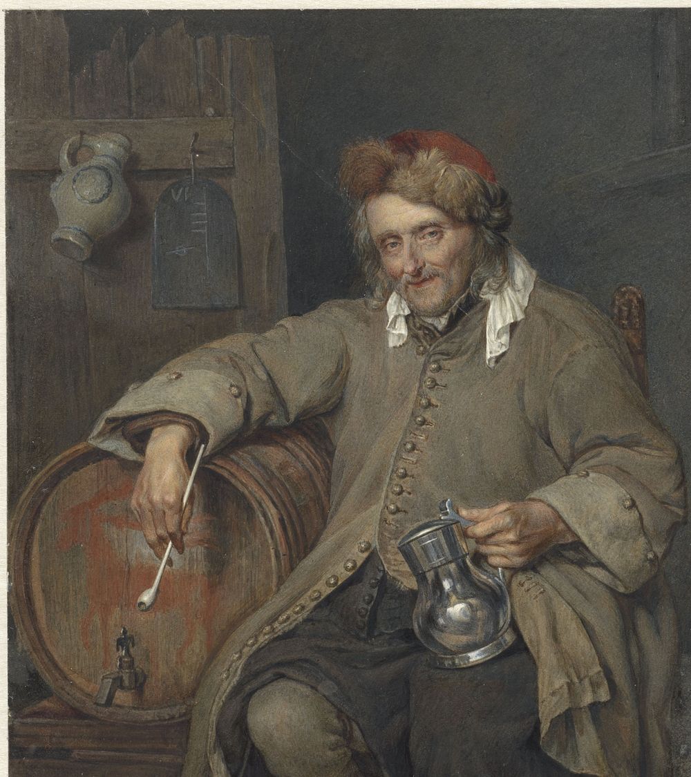 De Oude Drinker (1829 - 1898) by Johan Heinrich Neuman and Gabriël Metsu