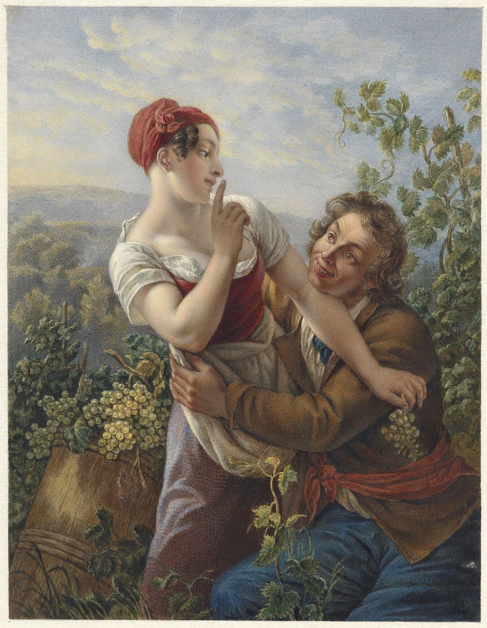 De verliefde wijngaardenier (1829 - 1898) by Johan Heinrich Neuman and Peter Paul Joseph Noël