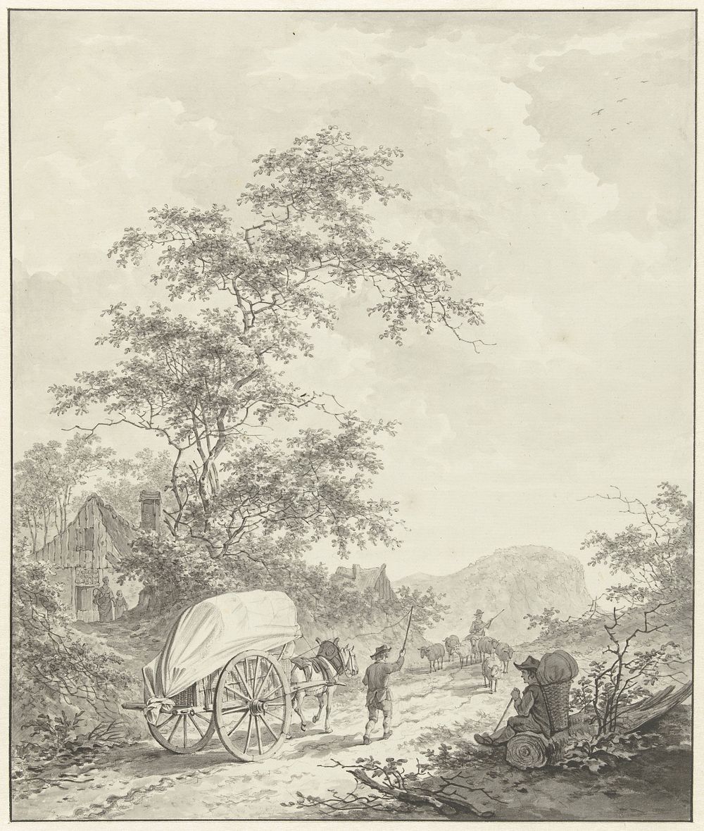 Landschap met paard en wagen (1785) by Daniël Dupré