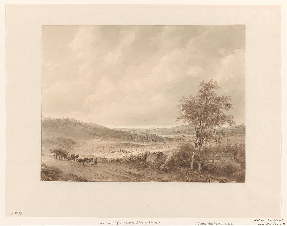Landschap tussen Calais en Boulogne (1797 - 1870) by Andreas Schelfhout