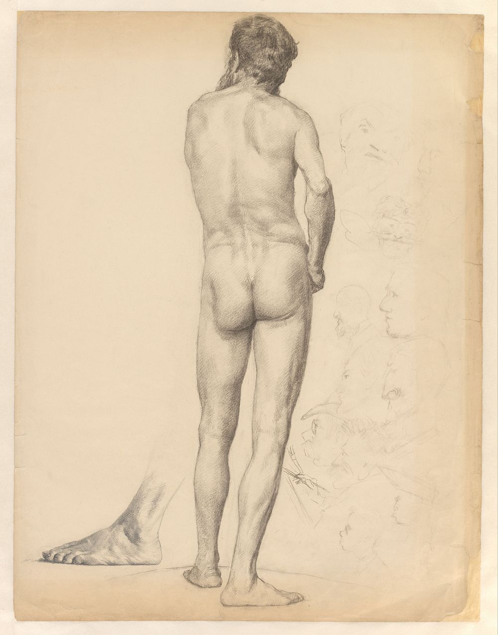 Zittend mannelijk naakt, op de rug gezien (c. 1825 - c. 1852) by Willems