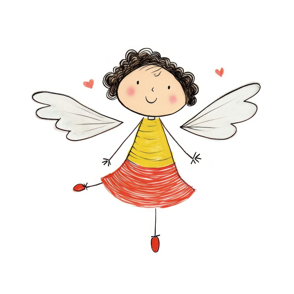 Girl angel cartoon drawing sketch. AI generated Image by rawpixel.