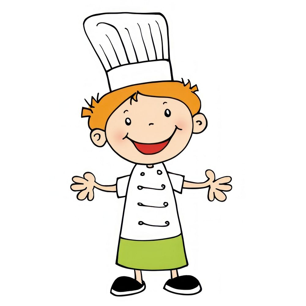 Chef cartoon drawing white background.