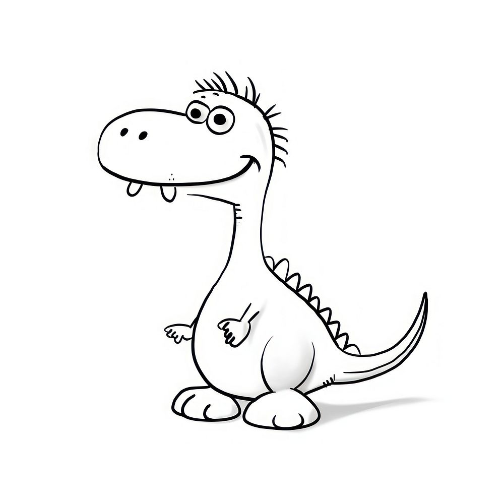 Dinosaur cartoon drawing sketch.
