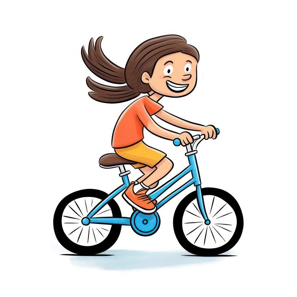 Girl riding a bicycle vehicle cycling cartoon. AI generated Image by rawpixel.