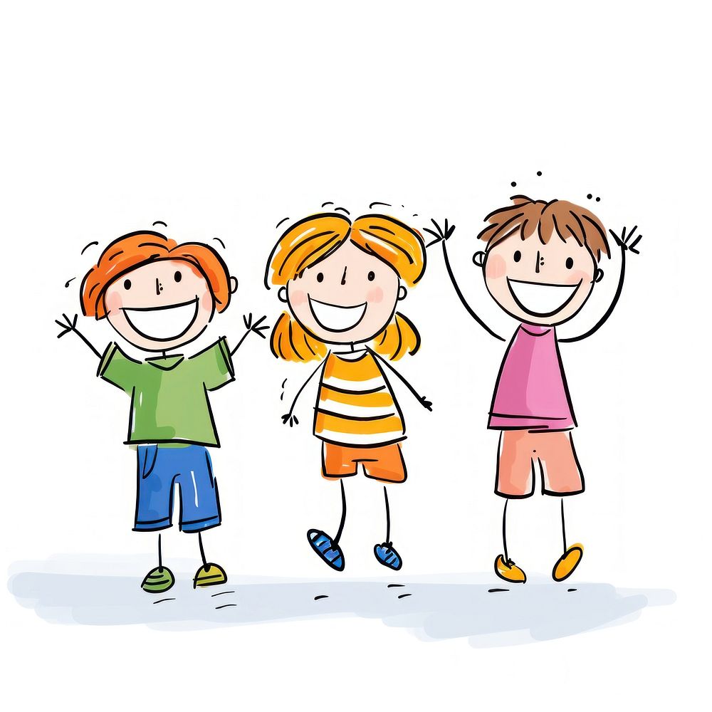 Happy kids drawing cartoon sketch. | Premium Photo Illustration - rawpixel