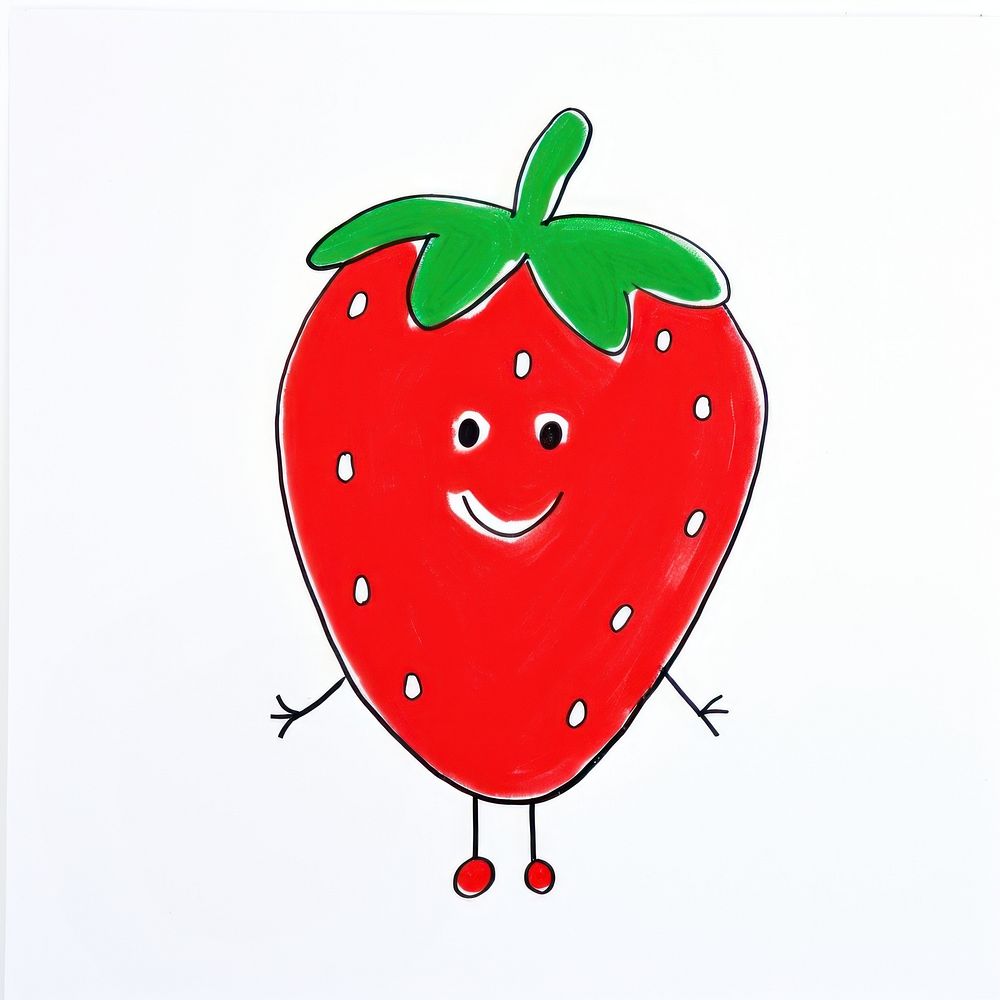 Strawberry cartoon drawing fruit.