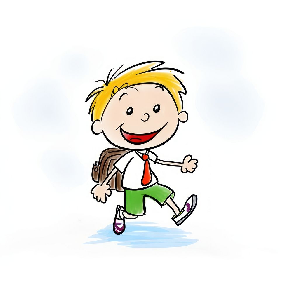 Student and bag cartoon white background creativity. AI generated Image by rawpixel.
