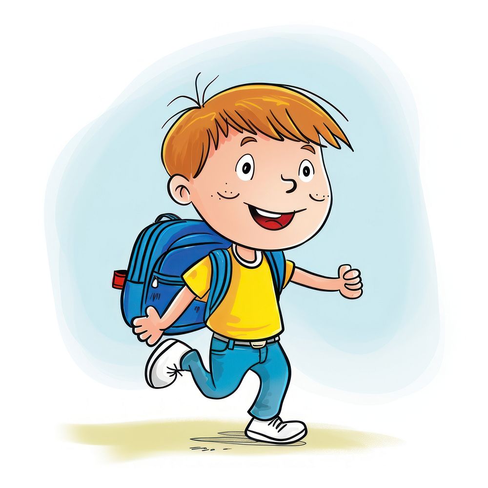 Student and bag cartoon cute happiness. AI generated Image by rawpixel.