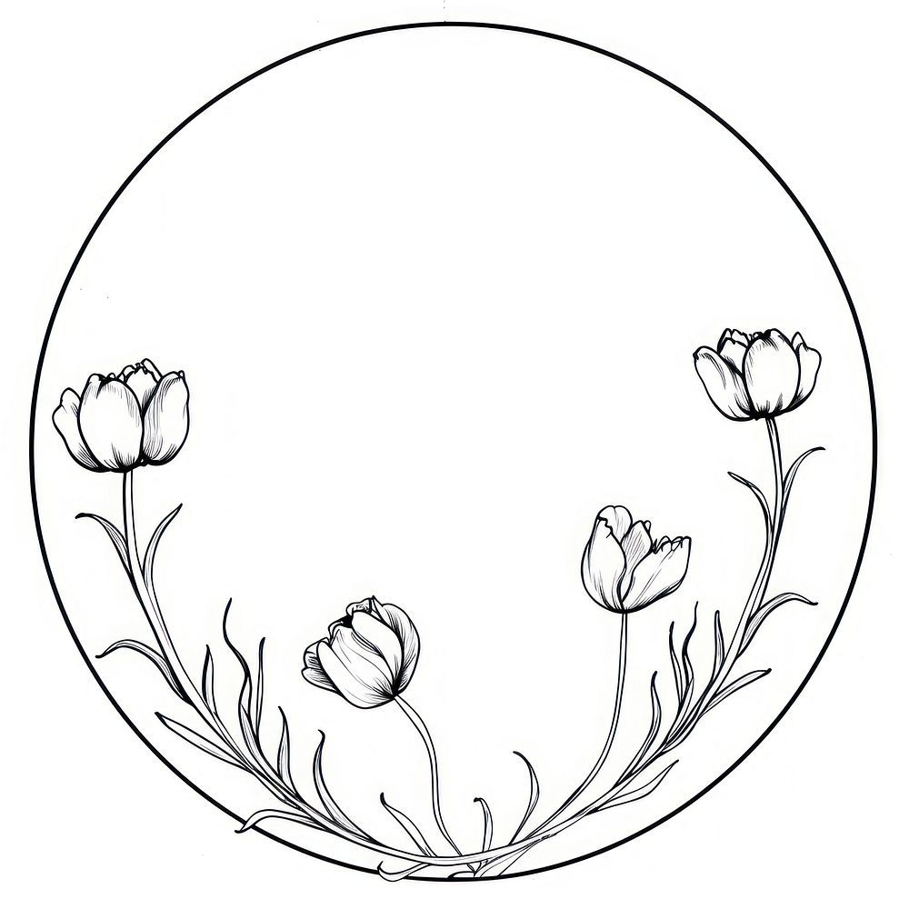 Drawing sketch circle flower.