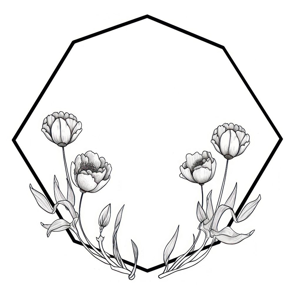 Hexagon drawing sketch shape.