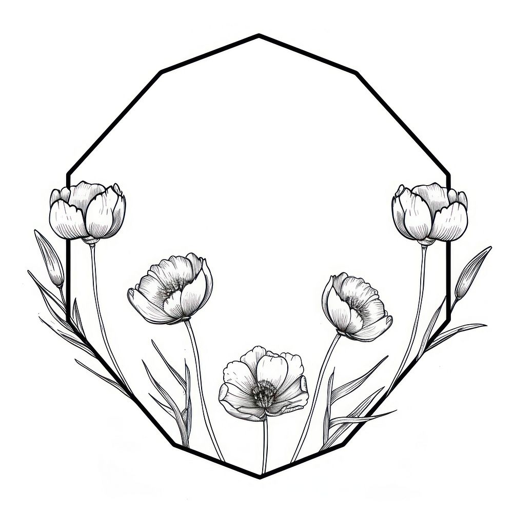 Hexagon drawing sketch shape.
