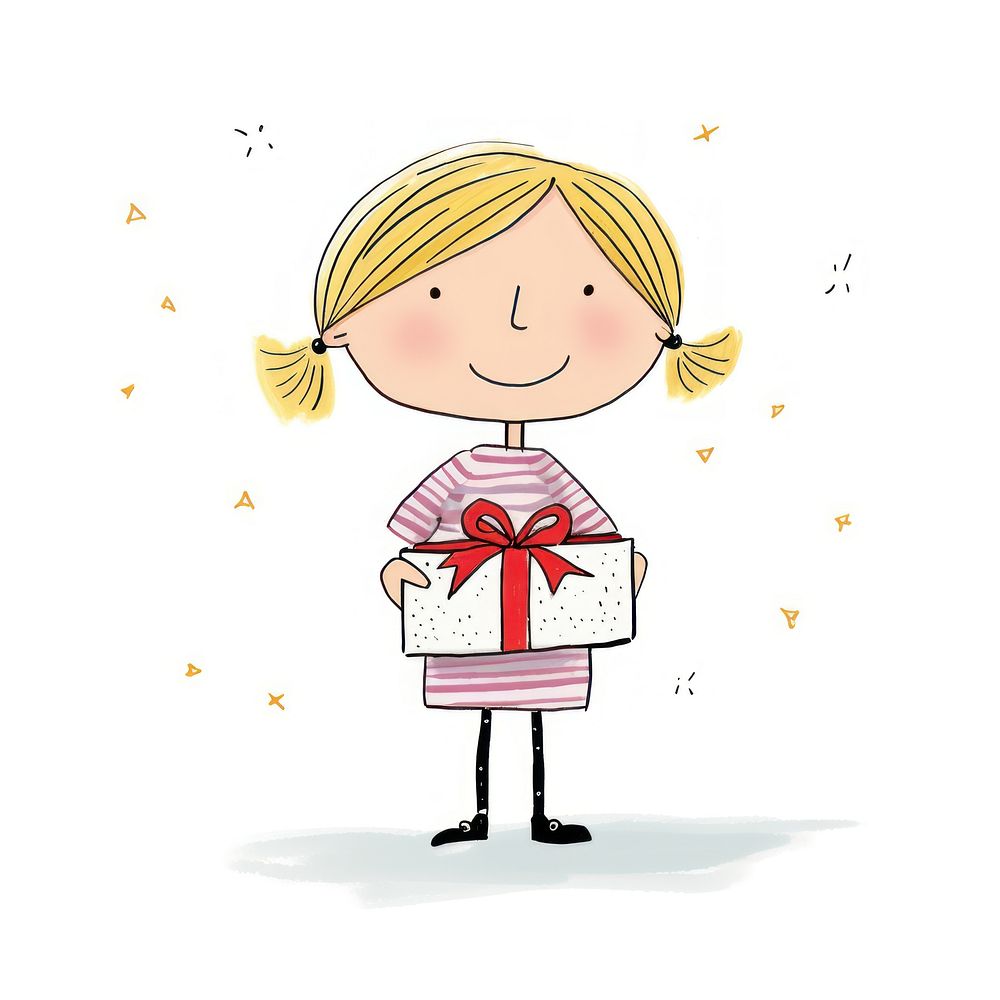 Mother holding a gift box cartoon cute white background. AI generated Image by rawpixel.
