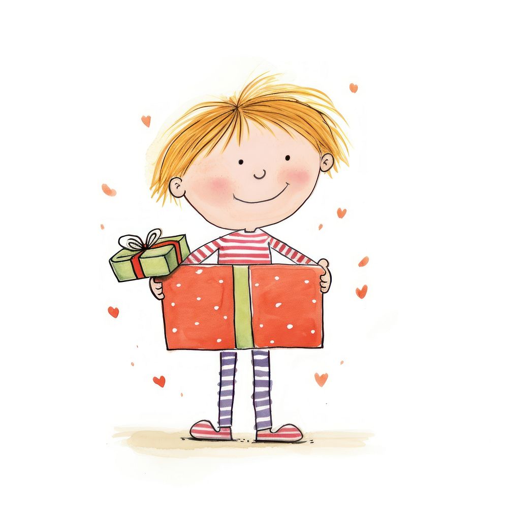 Mom holding a gift box cartoon cute book. AI generated Image by rawpixel.