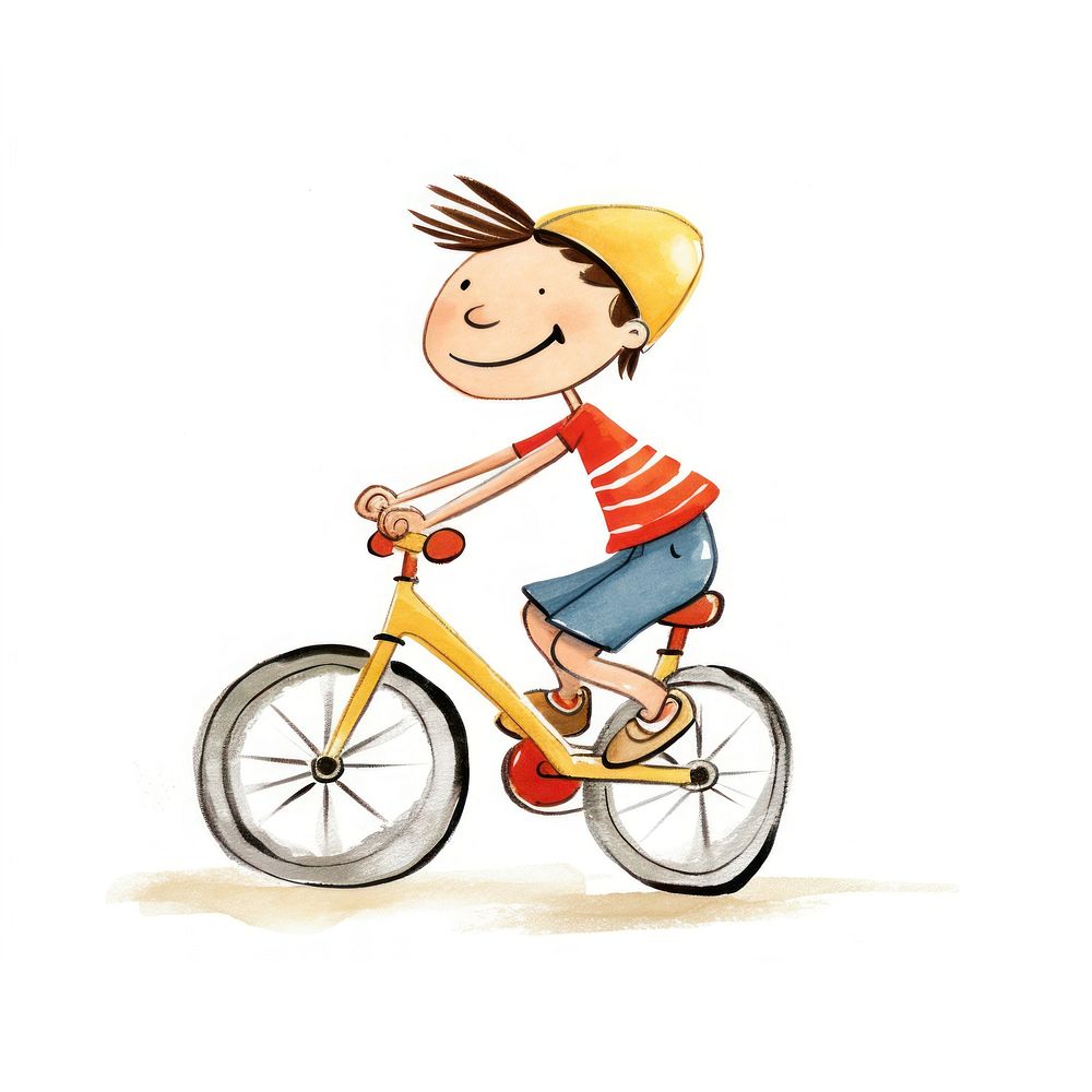 Happy boy riding a bicycle vehicle cycling cartoon. AI generated Image by rawpixel.