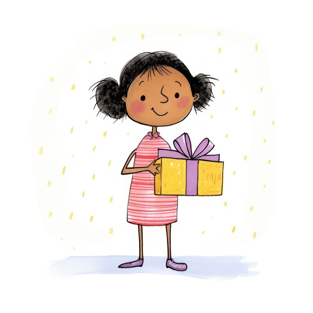Mom holding a gift box cartoon cute rain. AI generated Image by rawpixel.