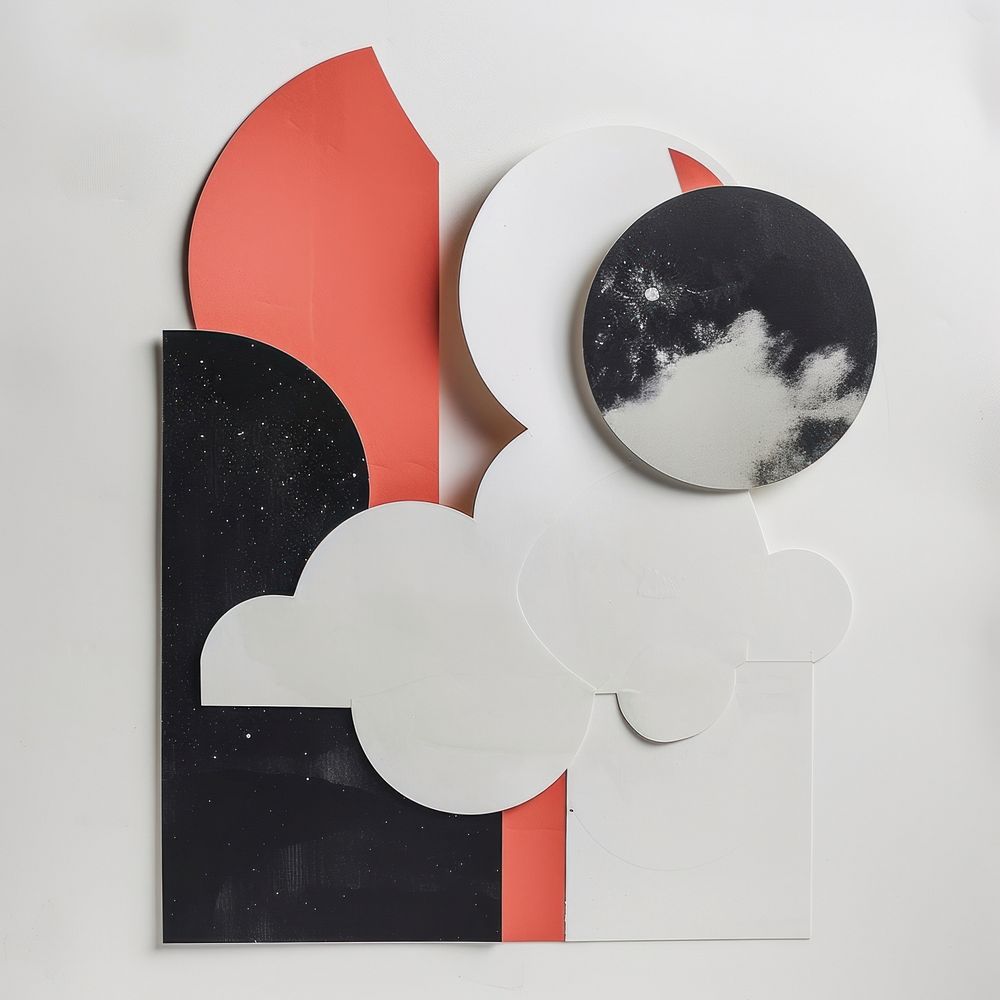 Cut paper collage with cloud art shape creativity.