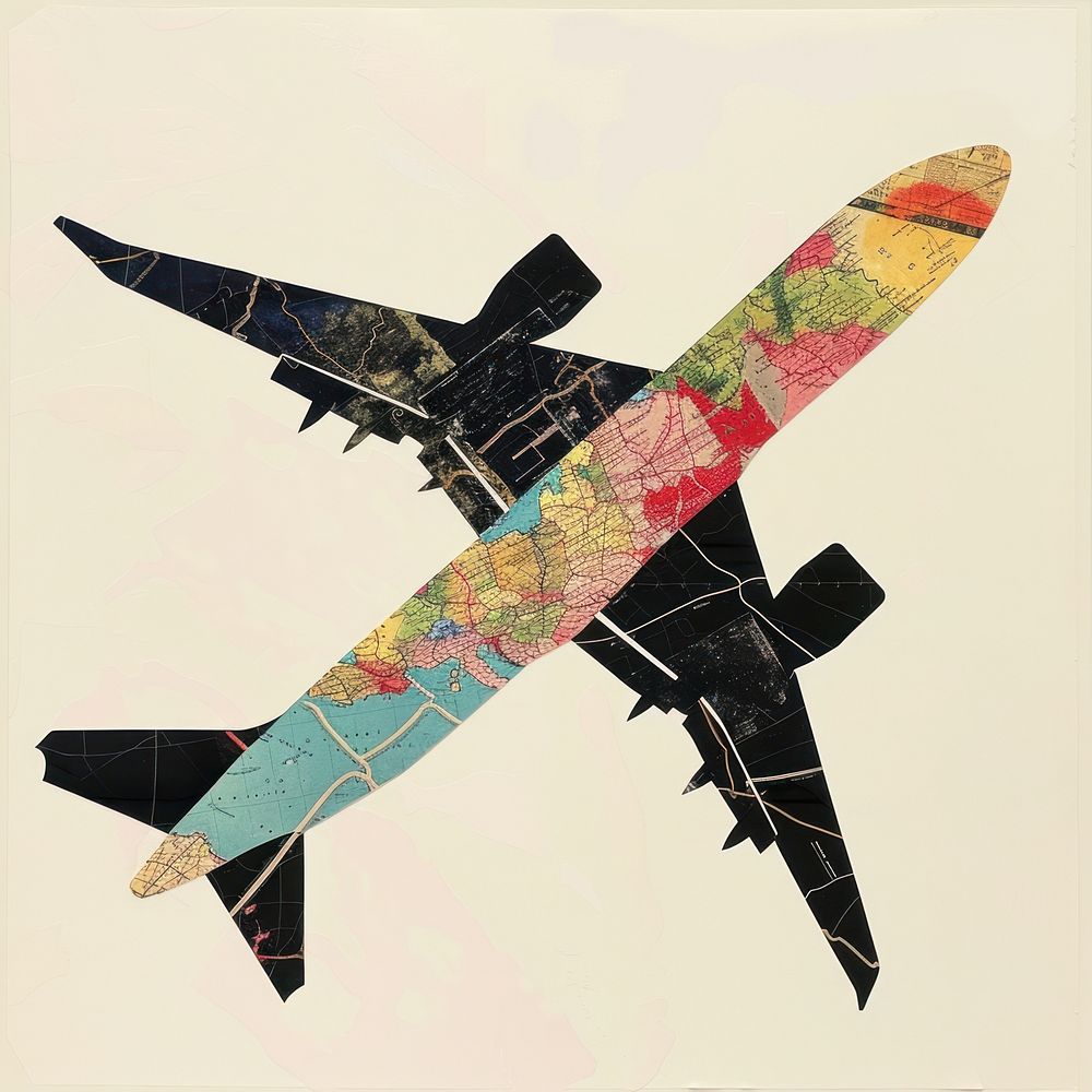 Cut paper collage airplane art | Premium Photo Illustration - rawpixel