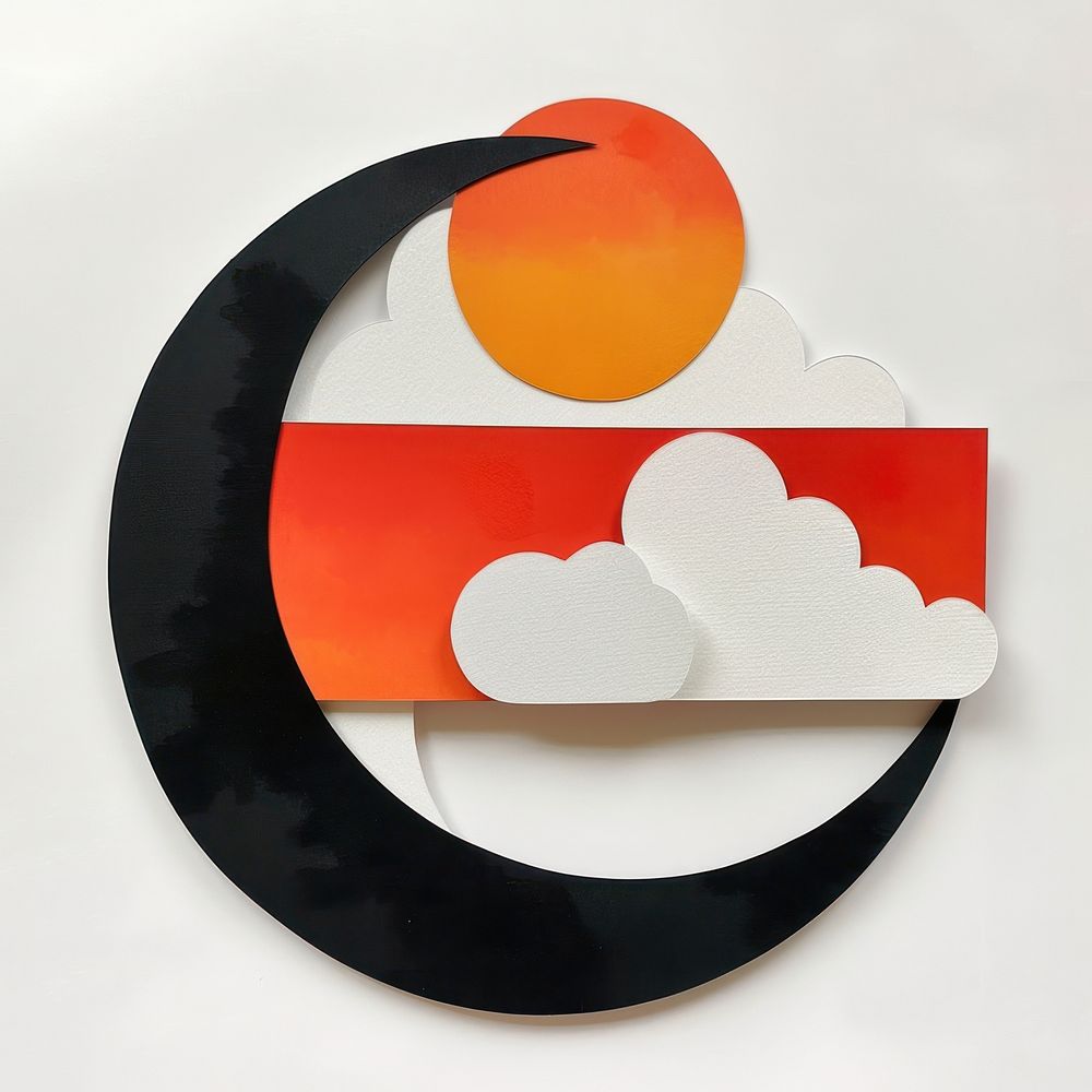 Cut paper collage with cloud art shape creativity.