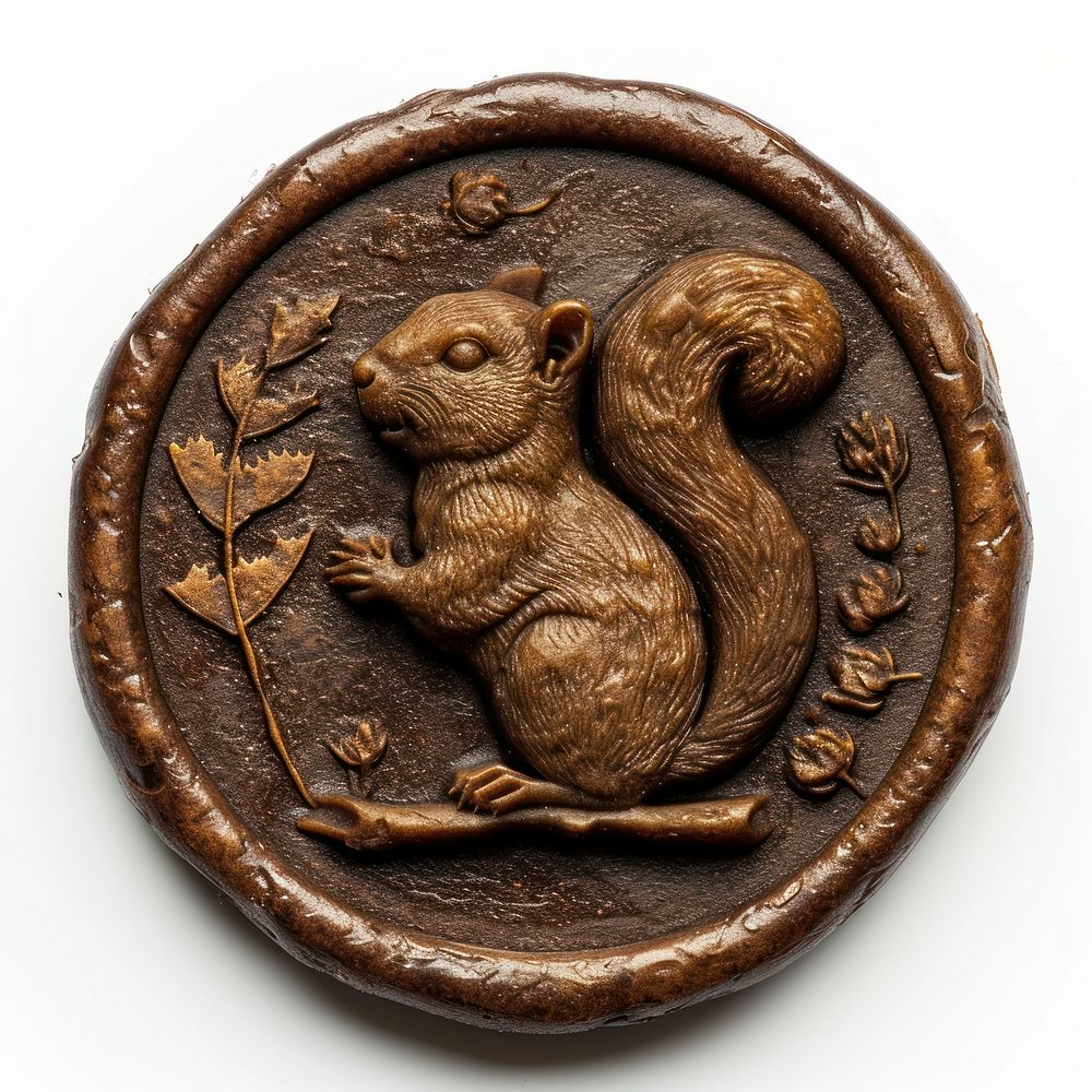Squirrel bronze money coin.
