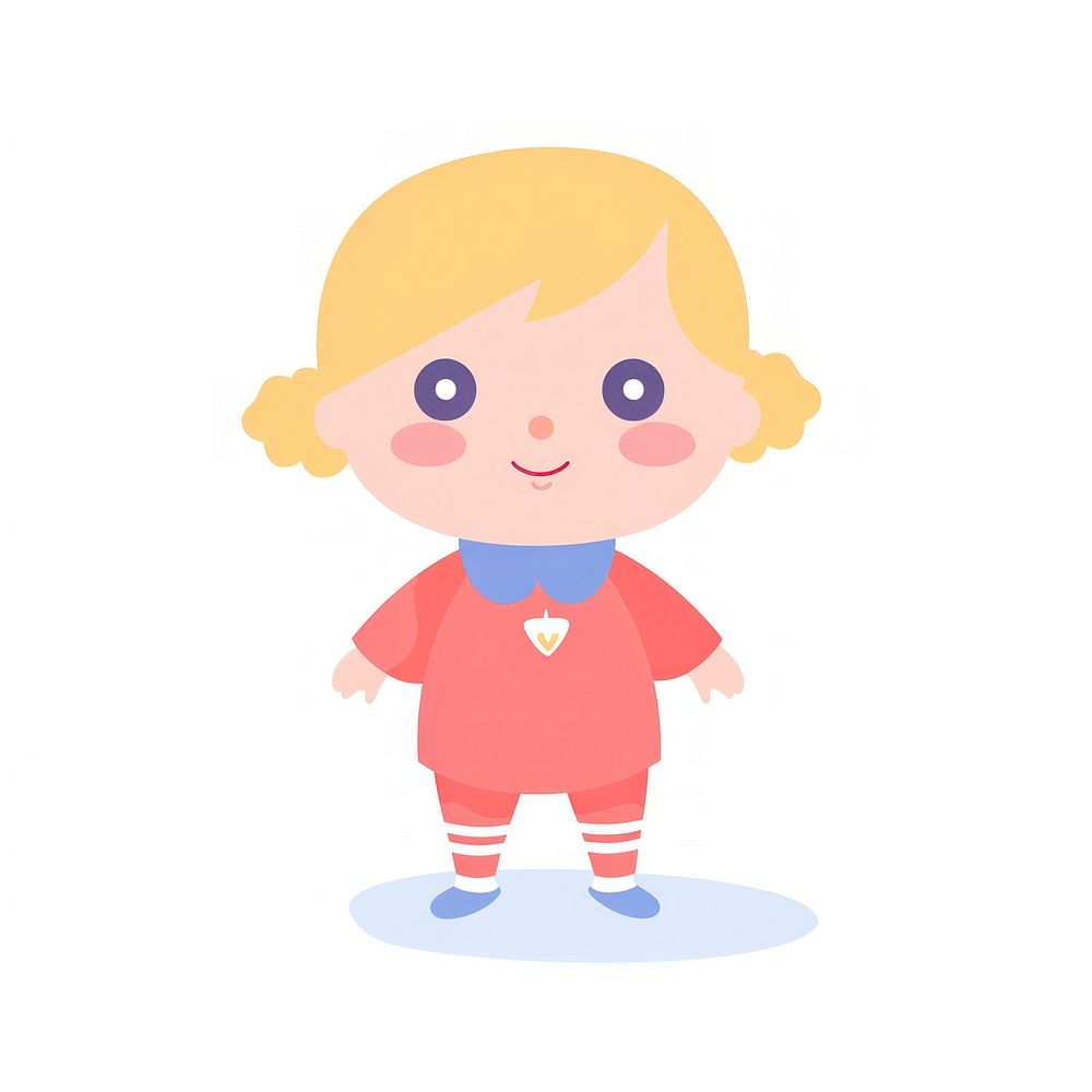  6 months baby girl cartoon cute doll. AI generated Image by rawpixel.