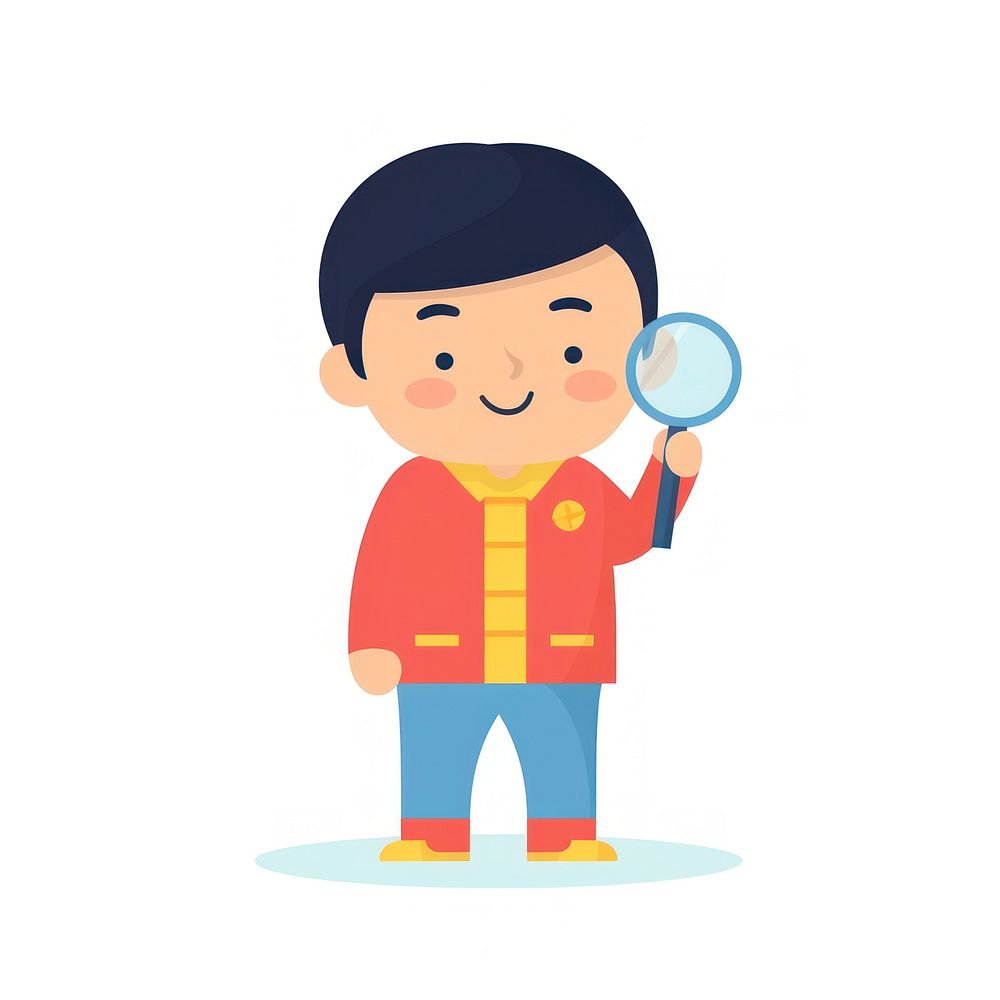  Asian kid holding a magnifying glass portrait cartoon cute. AI generated Image by rawpixel.