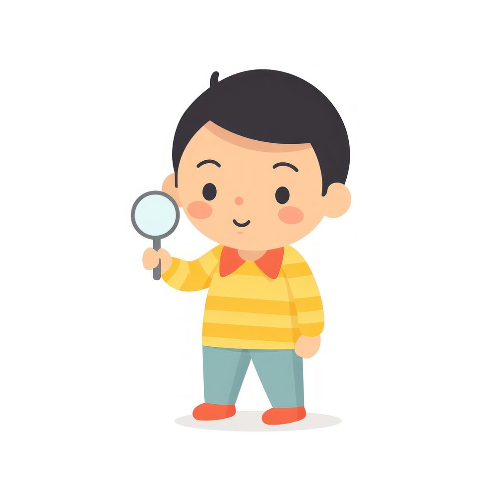  Asian kid holding a magnifying glass portrait cartoon child. AI generated Image by rawpixel.
