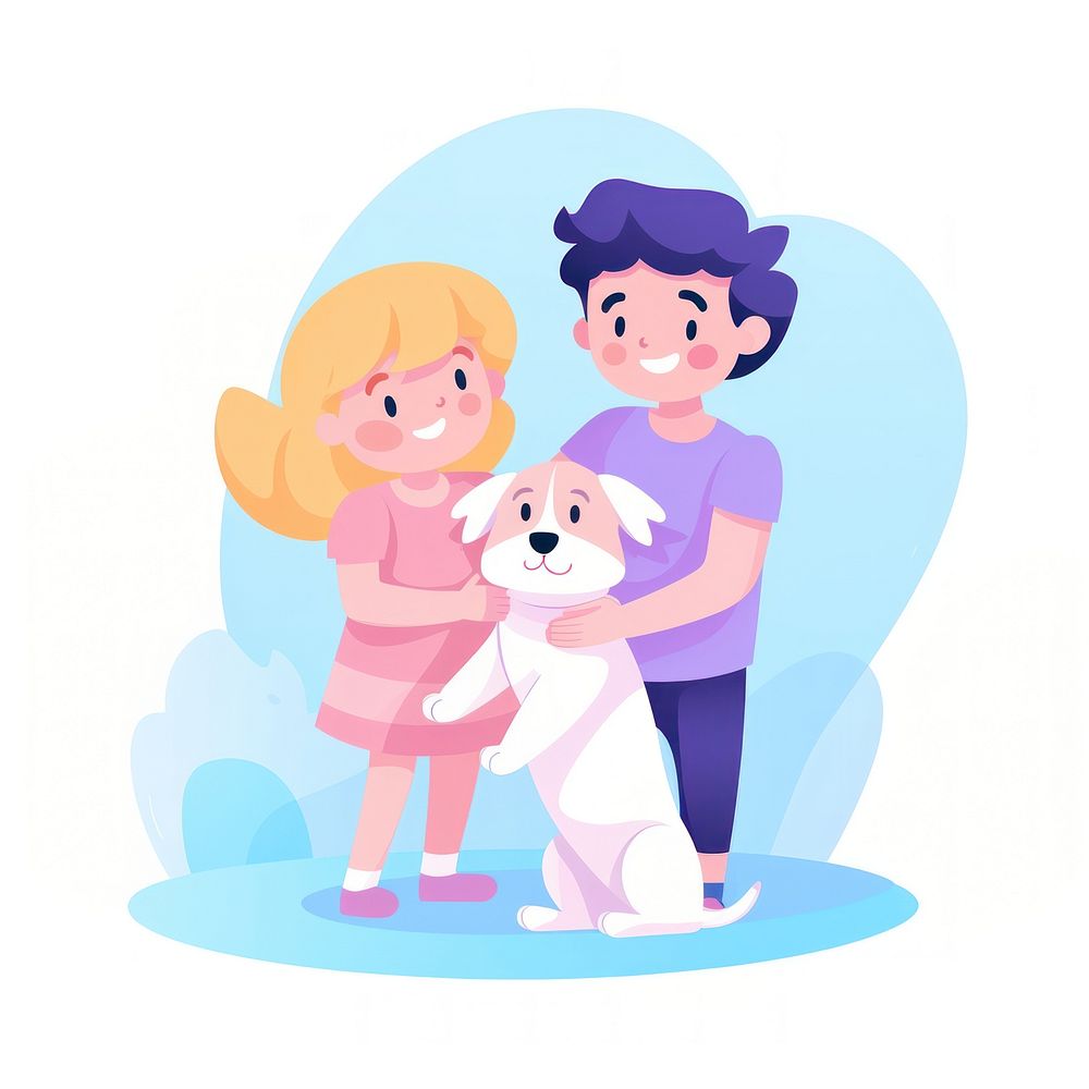  Boy and girls hugging cartoon cute book. AI generated Image by rawpixel.