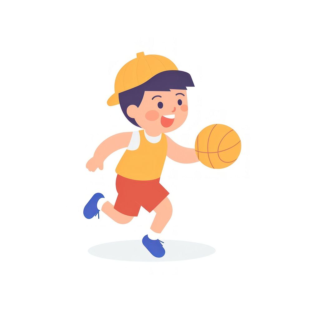  Boy playing basketball cartoon sports determination. AI generated Image by rawpixel.