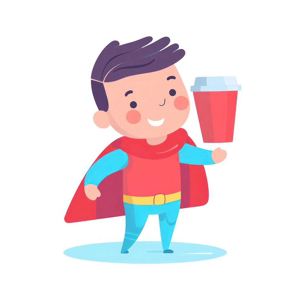 Coffee shop cartoon superhero happiness. AI generated Image by rawpixel.