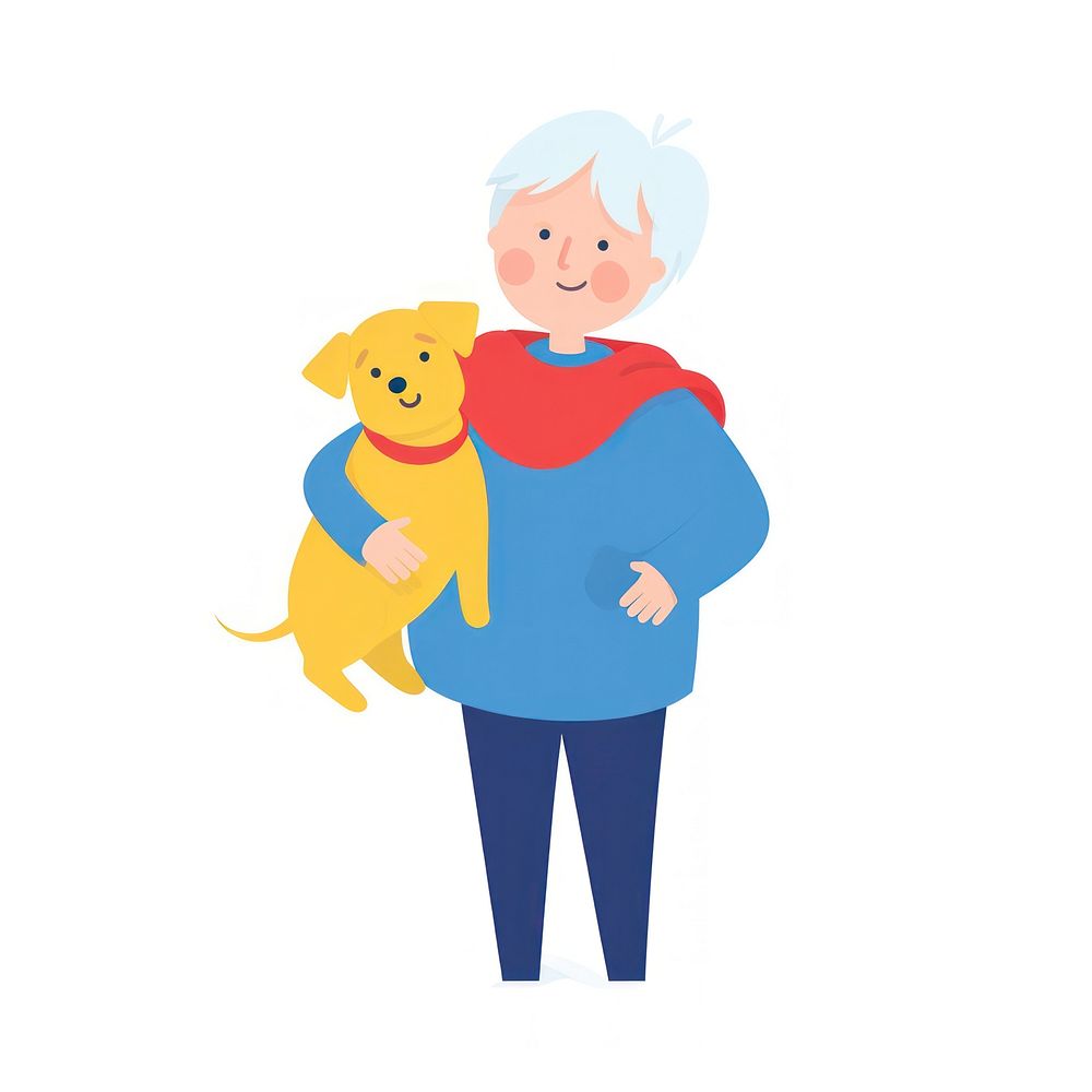  Grandmother cartoon holding mammal. AI generated Image by rawpixel.