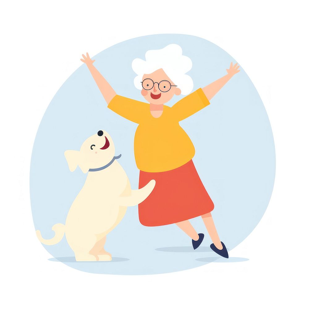  Old woman dancing cartoon mammal animal. AI generated Image by rawpixel.