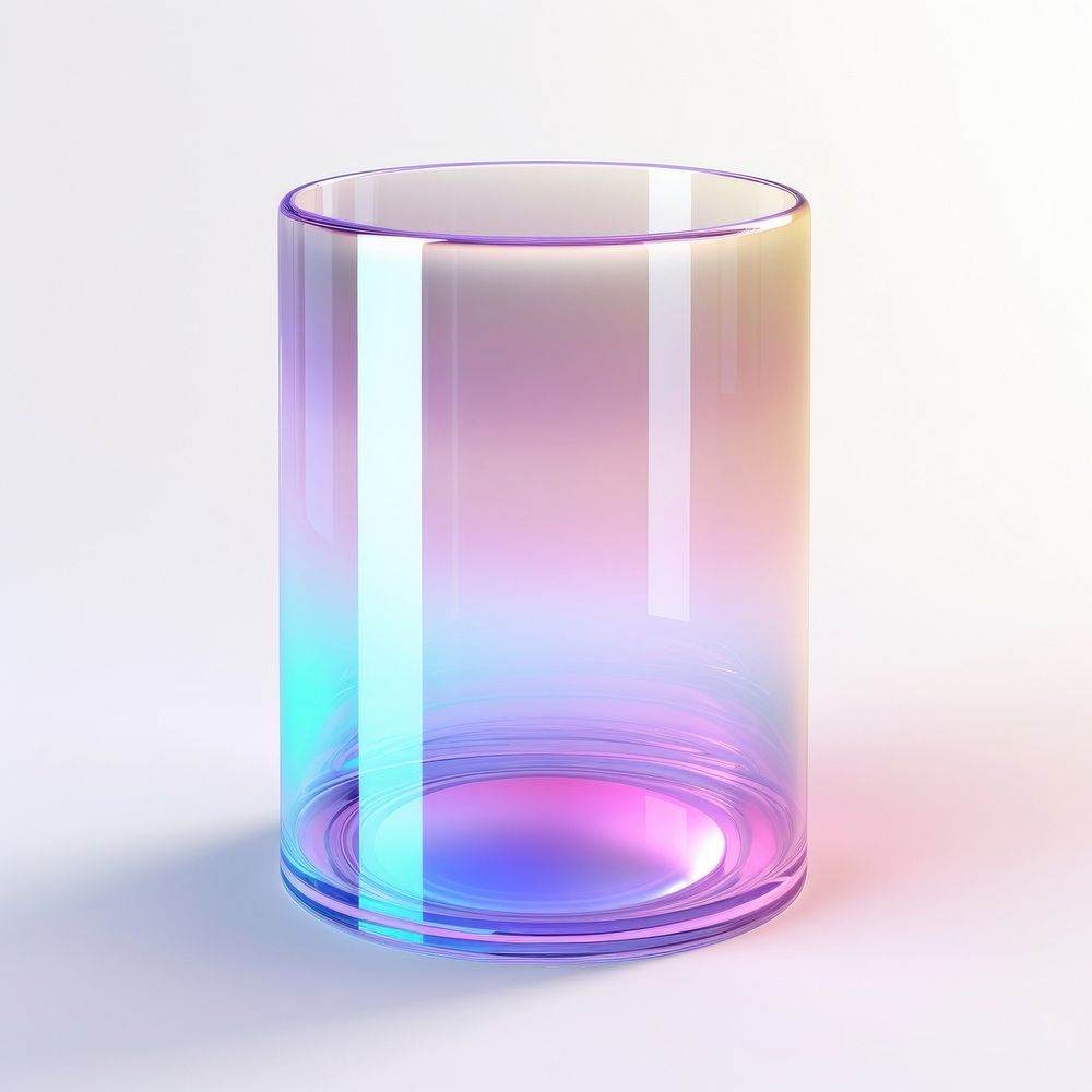 Cylinder glass vase white background.