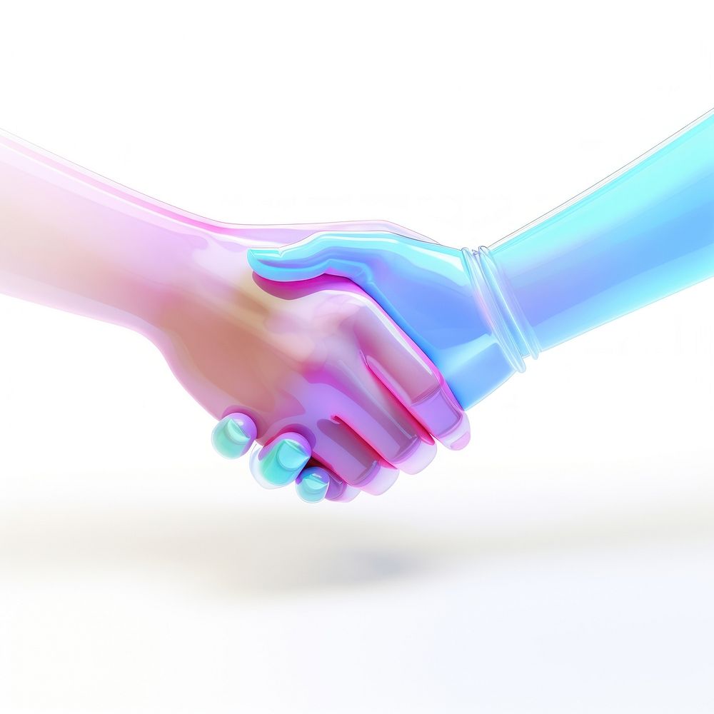 Handshake icon white background togetherness futuristic.