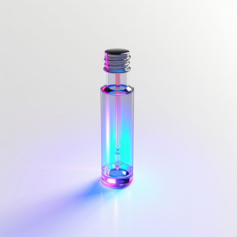 Injection vial perfume bottle white background.