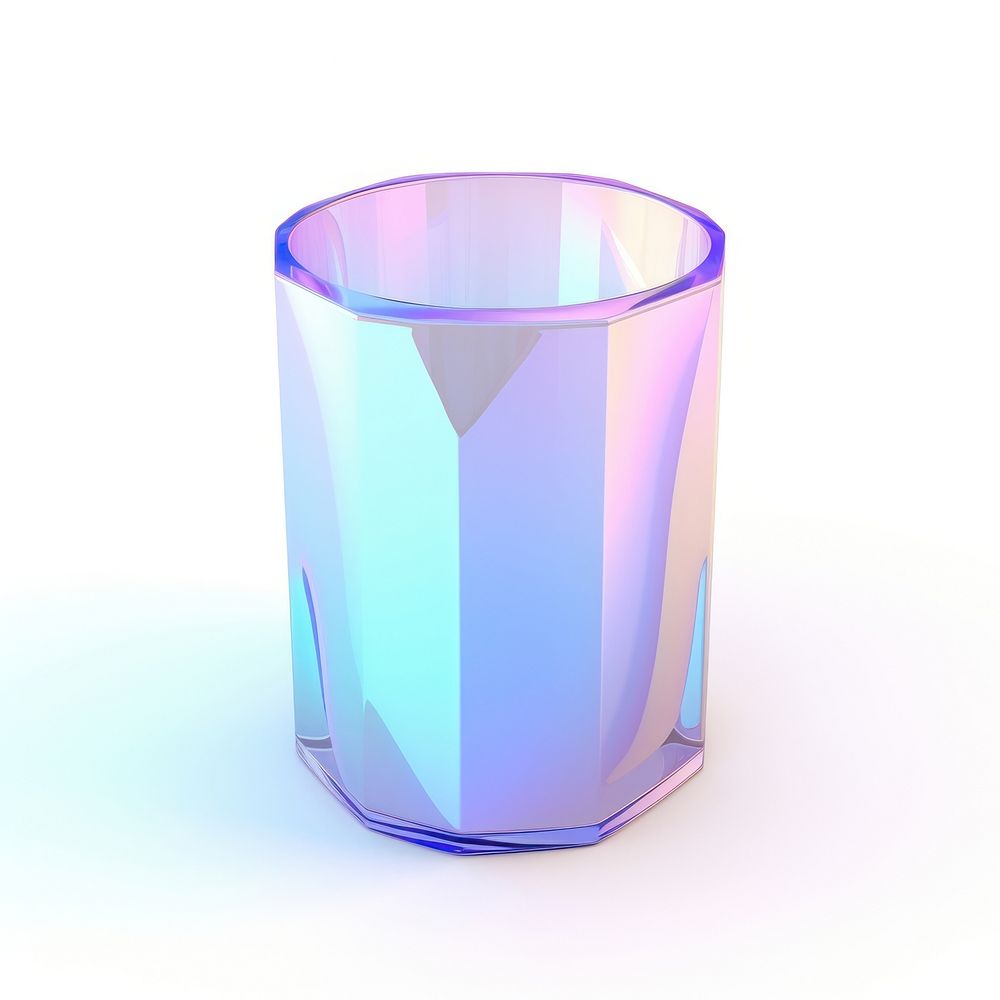 Trash can glass vase white background.