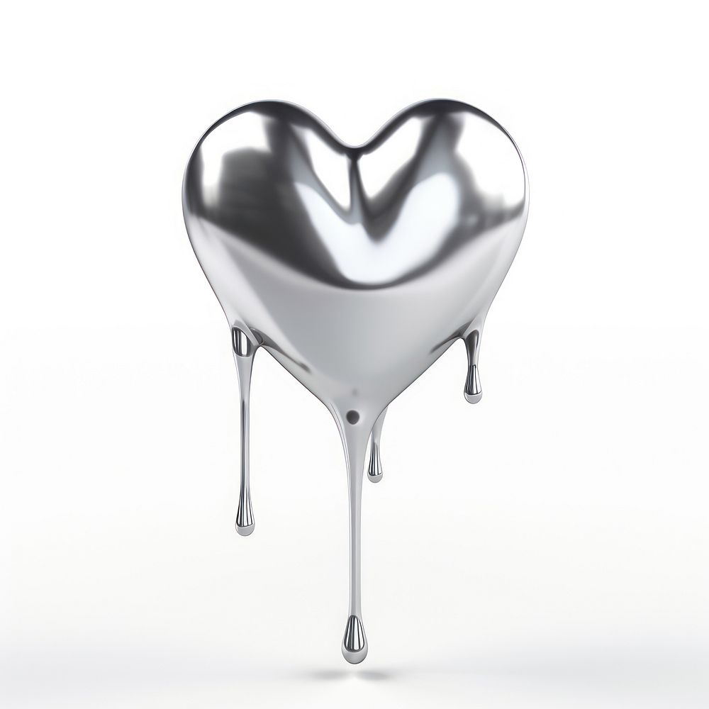 Heart dripping silver jewelry metal.