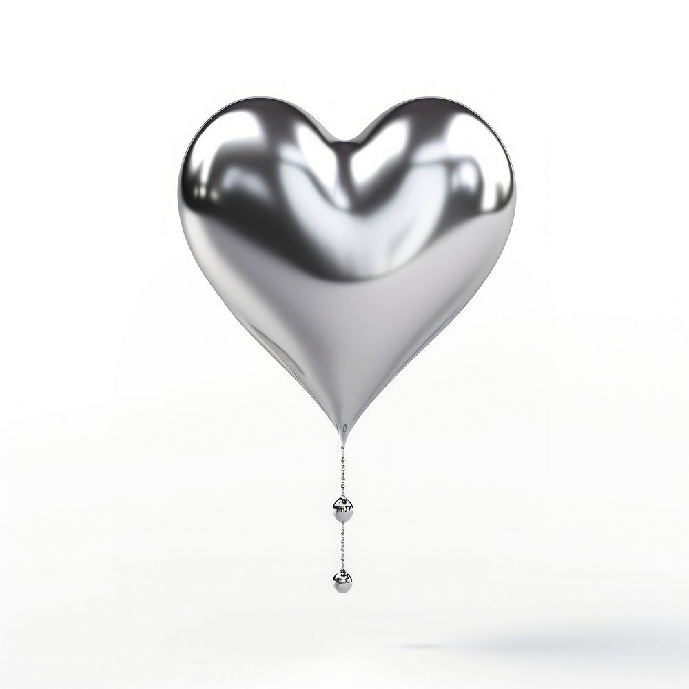Heart dripping balloon silver metal.