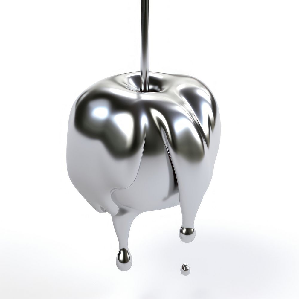 Apple dripping silver metal investment.