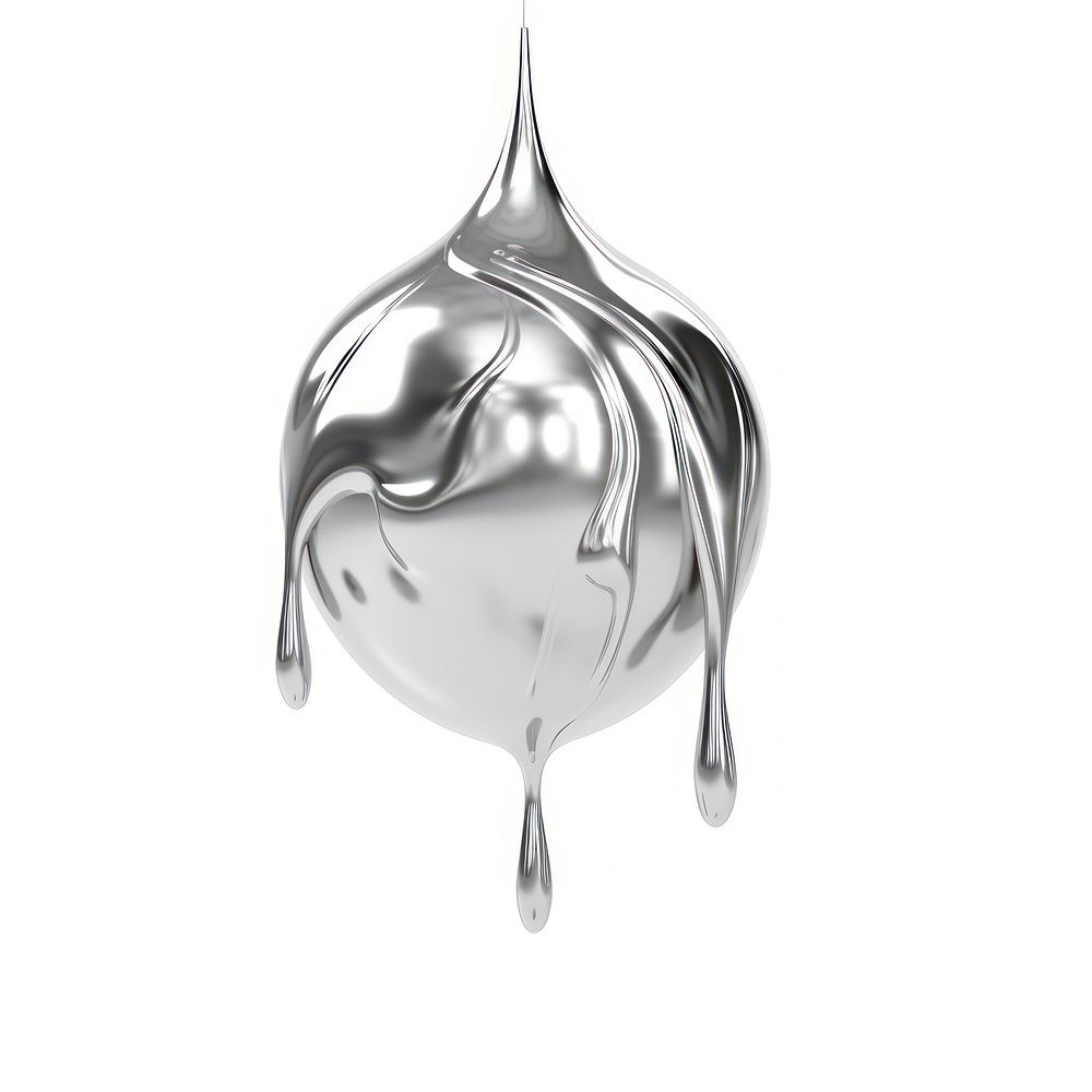 Silver ball dripping metal white background accessories.