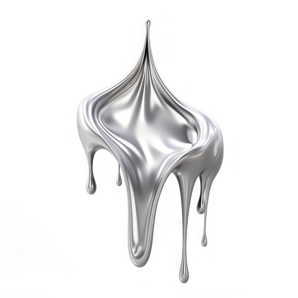 Silver geomatric shape dripping metal white background accessories.