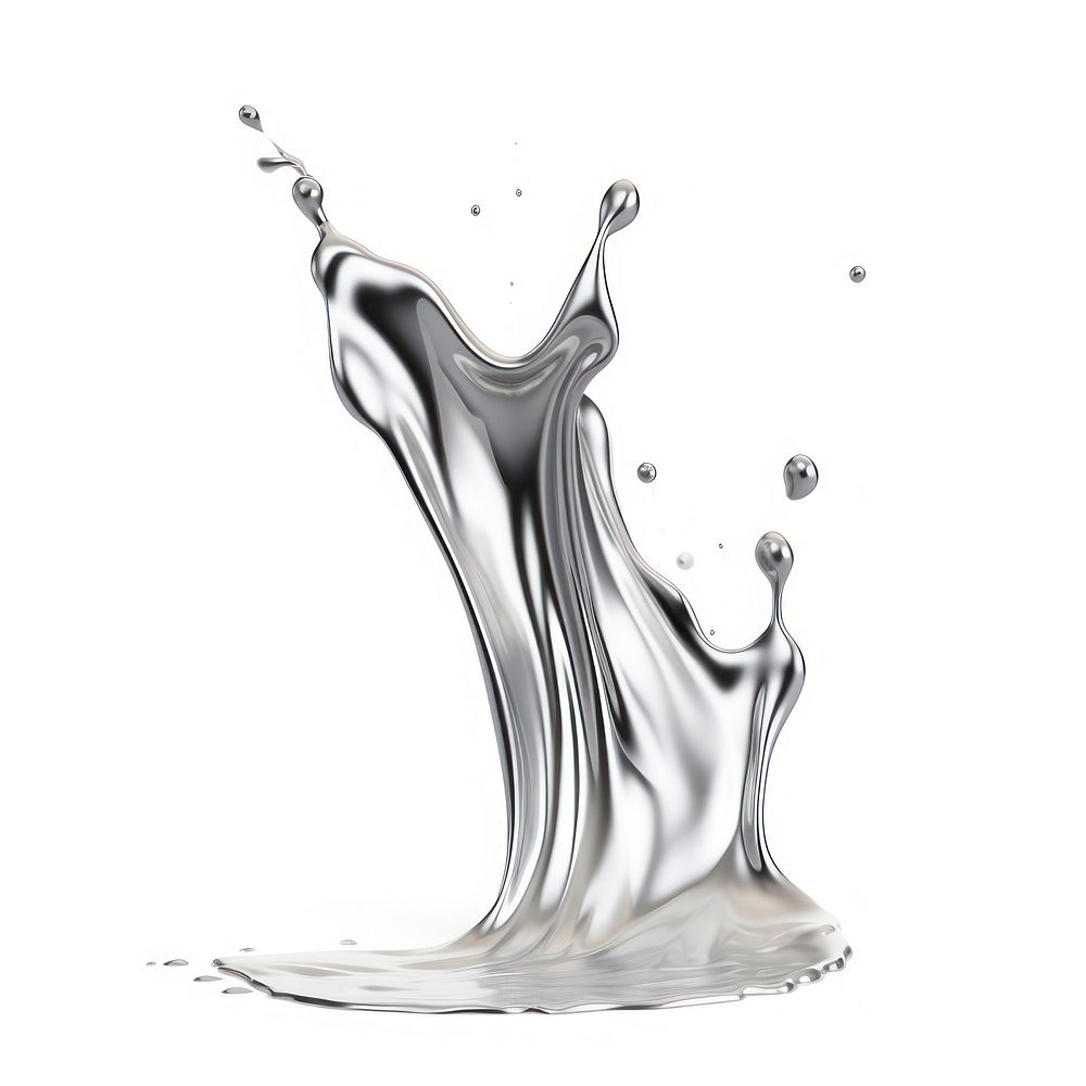 Silver sparkle dripping white background refreshment splattered.