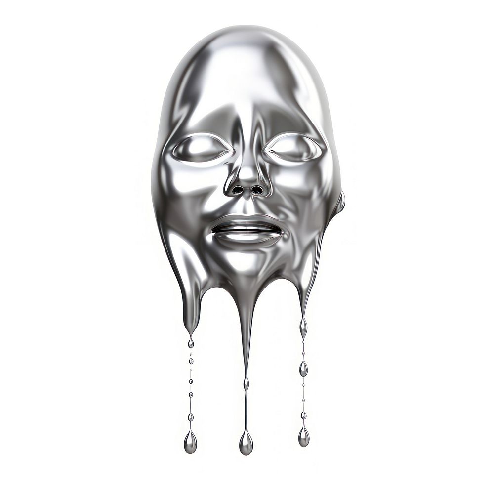 Silver sparkle emoji dripping drawing sketch metal.