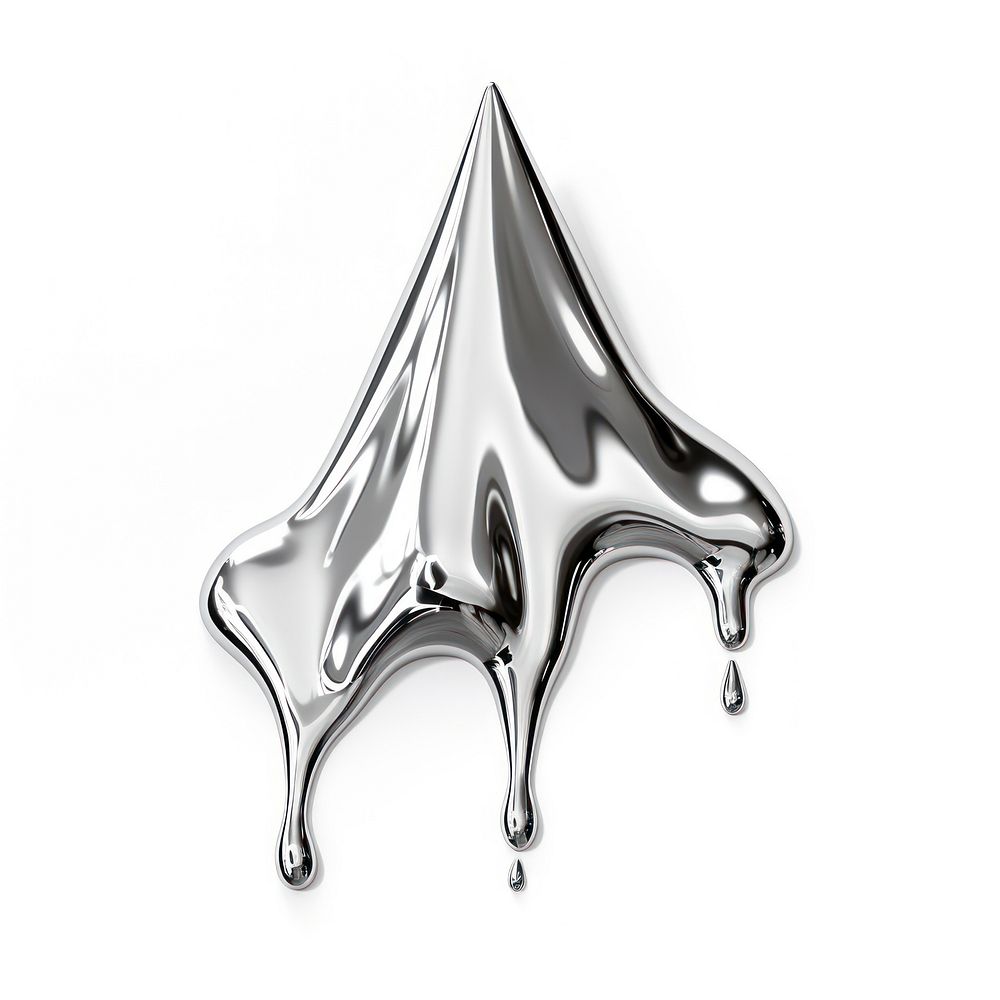 Triangle dripping melting silver white background accessories.