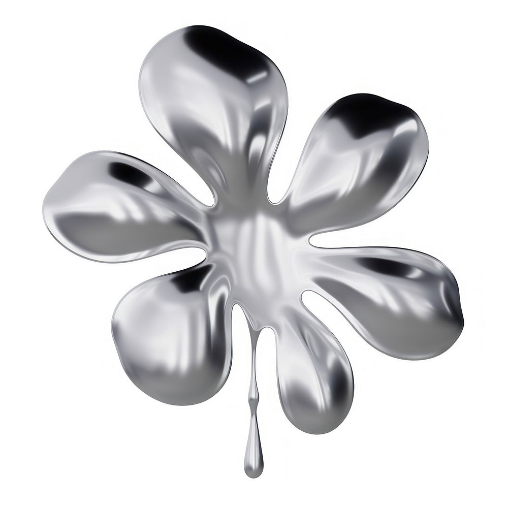 Flower melting dripping jewelry silver white.