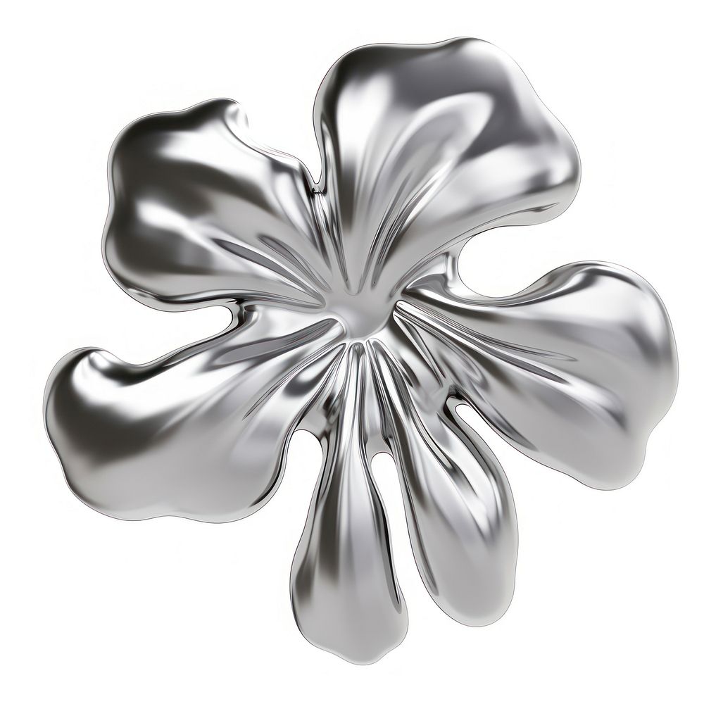 Flower melting dripping silver brooch white.