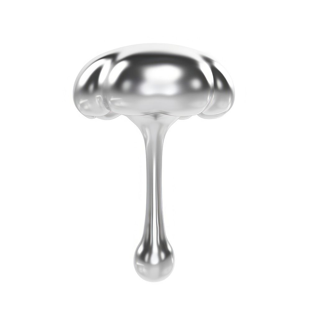 Mushroom melting dripping silver metal spoon.